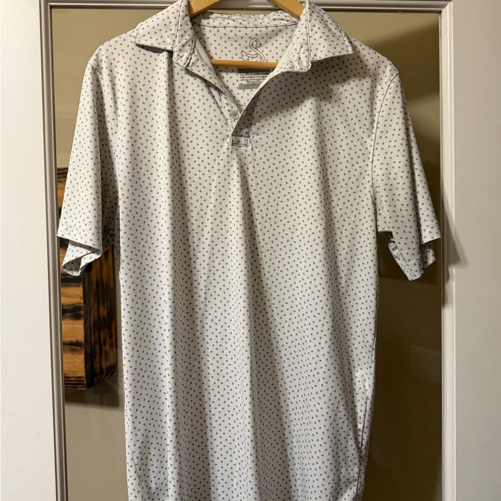 Men's White Patterned Polo Shirt - Swannies